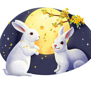 原創(chuàng)插畫手繪：花開月正圓