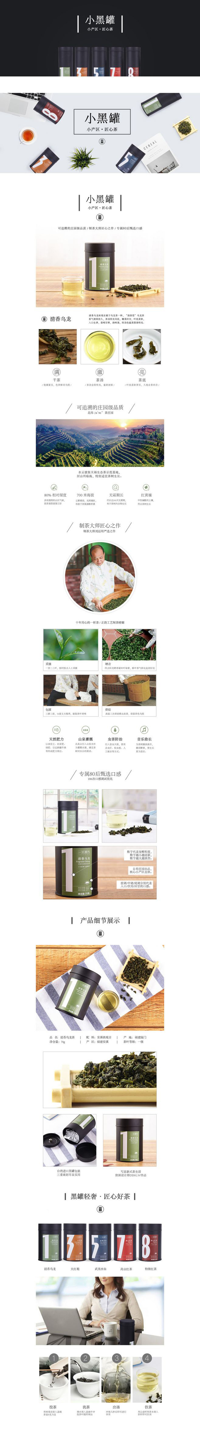 淘寶美工海貍貓茶 輕奢小黑罐茶詳情頁(yè)作品