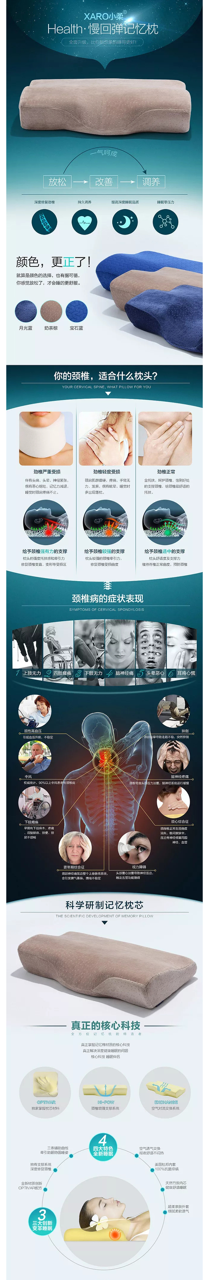 淘寶美工阿克透氣智能枕頭記憶枕質(zhì)感簡(jiǎn)約清新質(zhì)感詳情頁(yè)作品