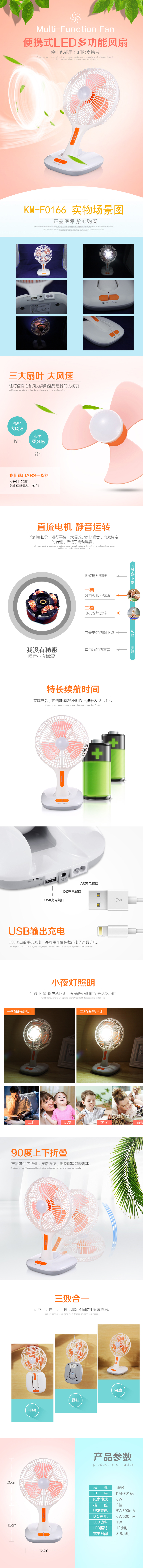 淘寶美工芒小果多功能便攜LED學生宿舍家用可充電掛扇作品
