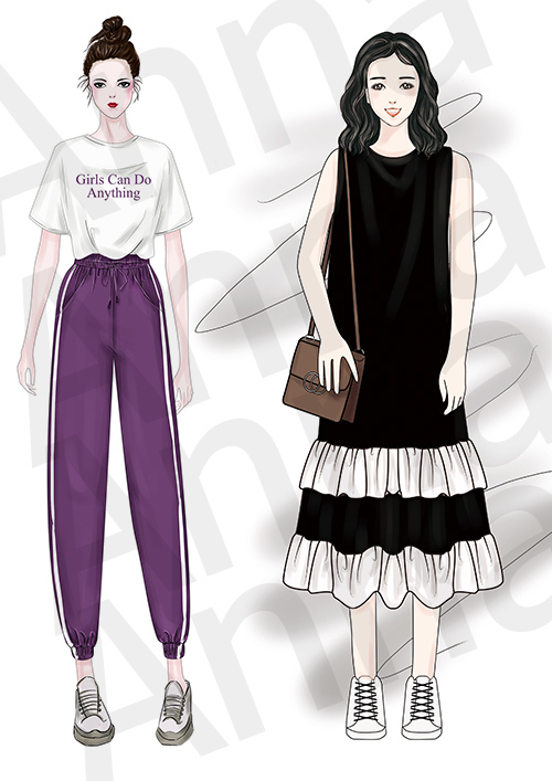 淘寶美工貓寧淘寶手繪模特 服裝手繪作品