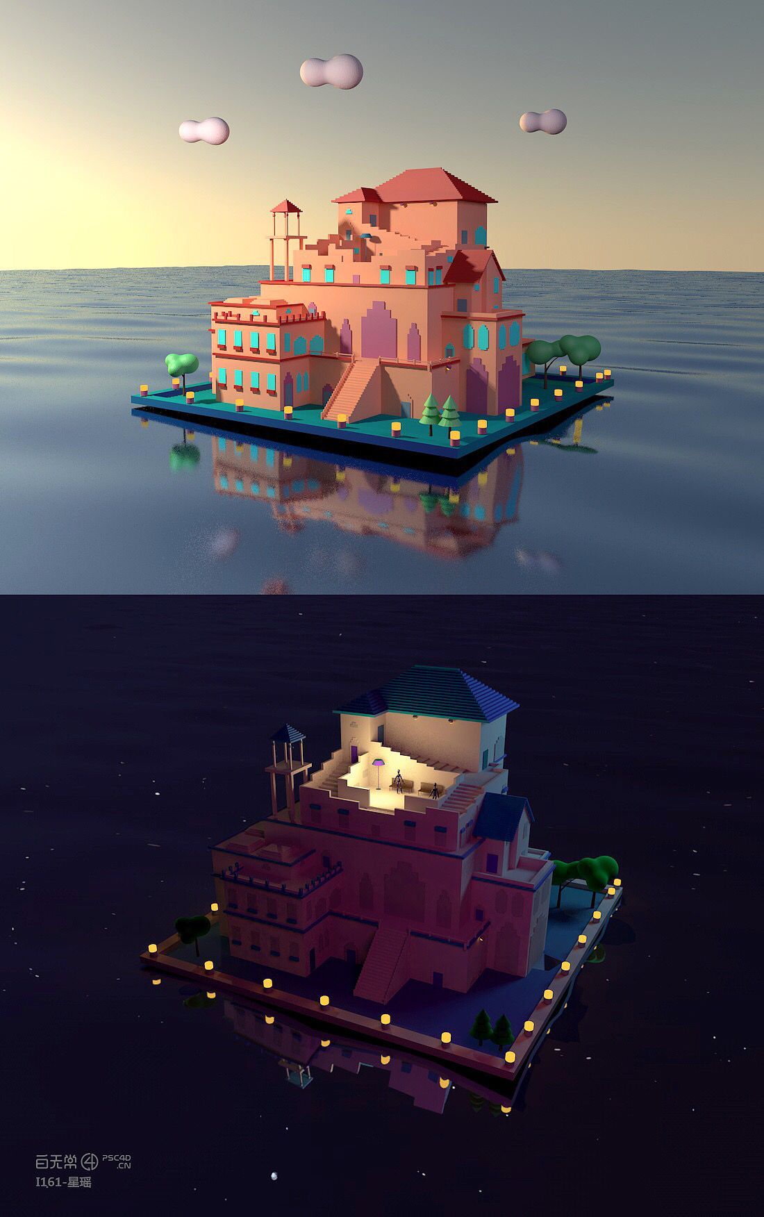 淘寶美工夜?jié)蒀4D房子作品練習(xí)作品