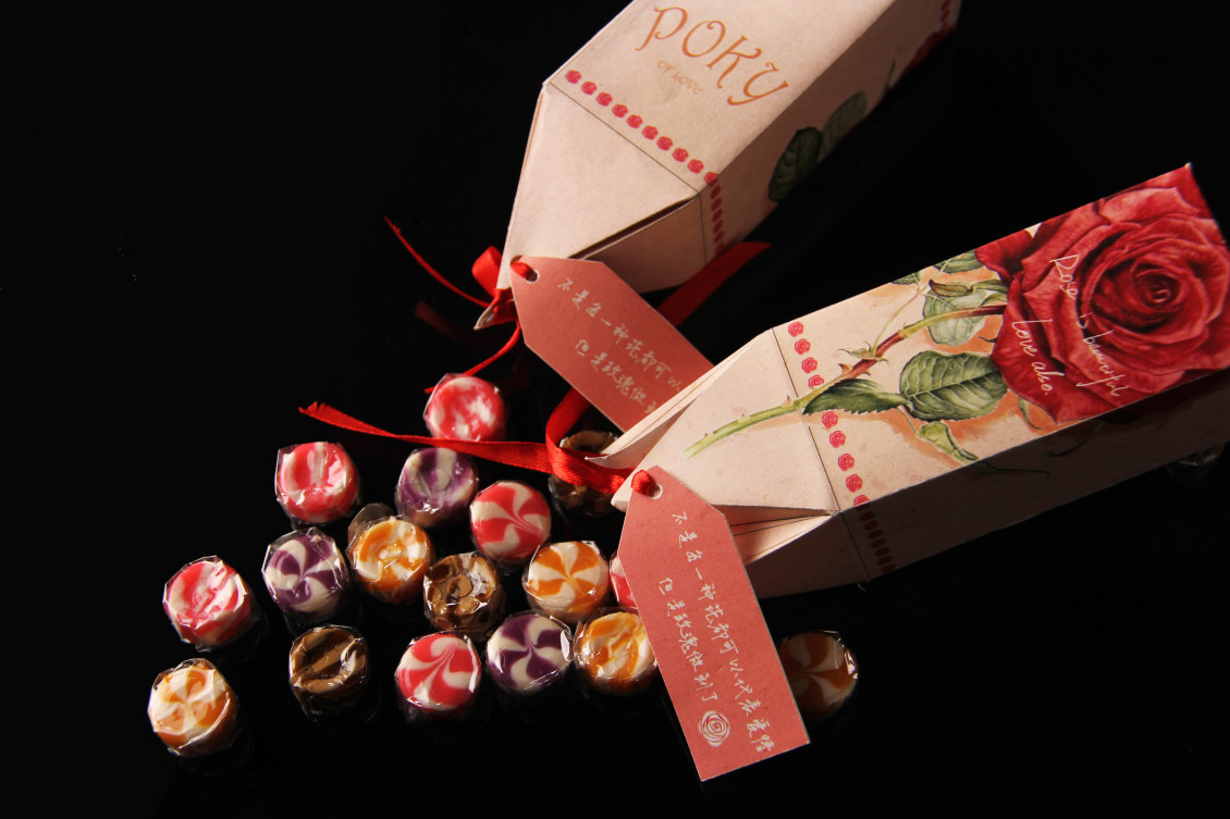 淘宝美工纯叶子包装设计玫瑰糖盒作品