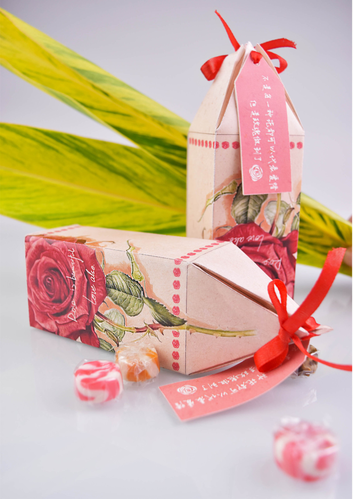 淘宝美工纯叶子包装设计玫瑰糖盒作品