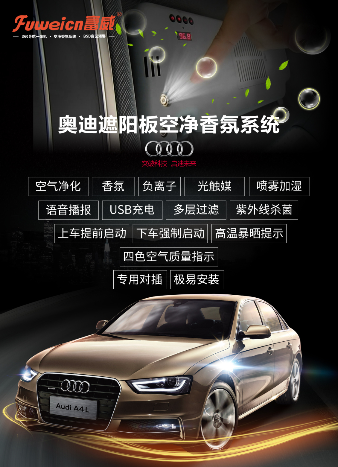 淘寶美工kikk行車記錄儀高清夜視24小時(shí)監(jiān)控新款汽車載無(wú)線測(cè)速電子狗一體作品