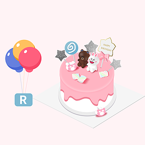 生日蛋糕手繪作品插畫