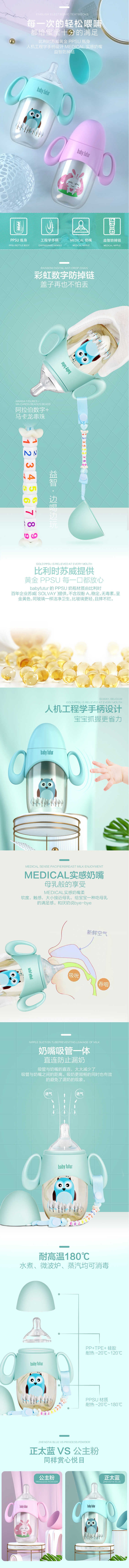 淘寶美工雨櫻英國babyfutur新生兒寶寶嬰兒奶瓶ppsu耐摔塑料寬口徑正品帶吸管作品