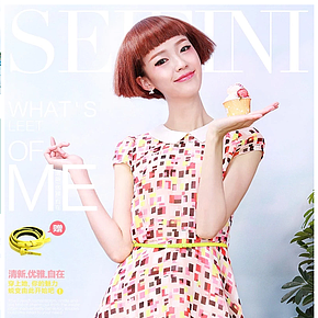 夏季拼色碎花裙日韩小清新详情页