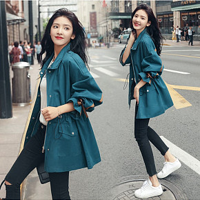 原宿风外套女2018秋女装宽松显瘦短款风衣简约干净详情页