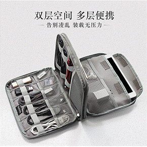 旅行个性数据线外出包耳机充电器多功能多层收纳袋详情页