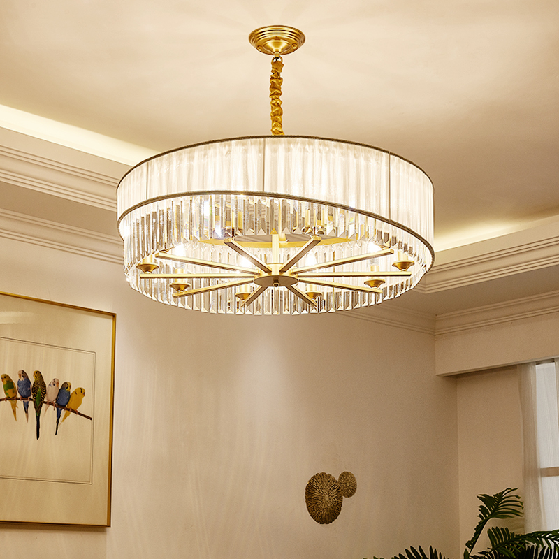 淘宝美工kikk美式后现代吊灯轻奢全铜客厅灯北欧水晶吊灯大气现代作品