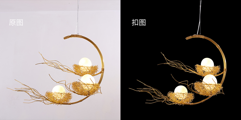 淘宝美工kikk餐厅吊灯现代简约鸟巢客厅灯创意三头个性吧台卧室灯温馨北欧灯具作品