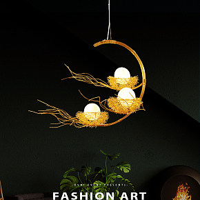 餐厅吊灯现代简约鸟巢客厅灯创意三头个性吧台卧室灯温馨北欧灯具