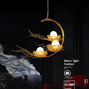 餐厅吊灯现代简约鸟巢客厅灯创意三头个性吧台卧室灯温馨北欧灯具