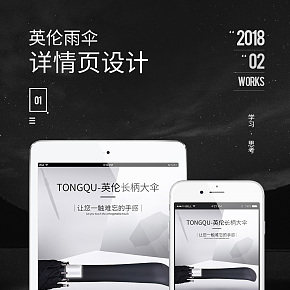 简约大气 英伦 雨伞 伞 黑白 高端 大气 上档次 质感 详情页