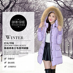 韓版修身大毛領(lǐng)羽絨服詳情頁