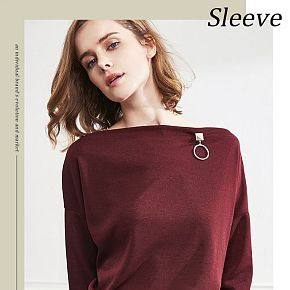 一字肩蝙蝠袖女式上衣