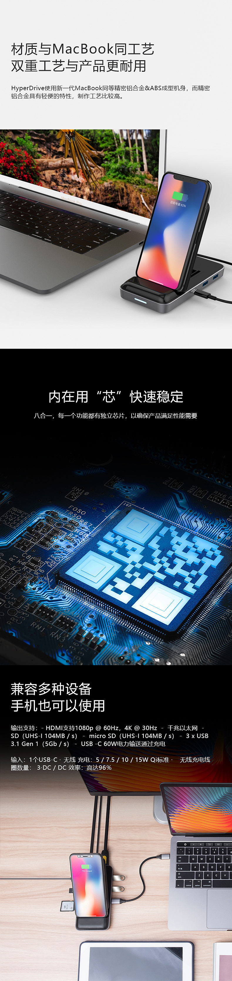 淘宝美工金雕无线充电器多功能扩展坞众筹详情页作品