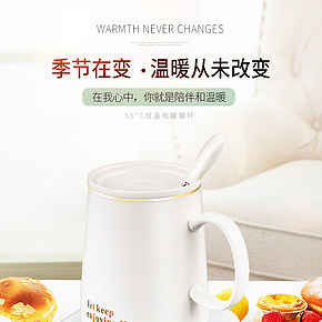55度恒温保温养生陶瓷加热马克杯子男女通用