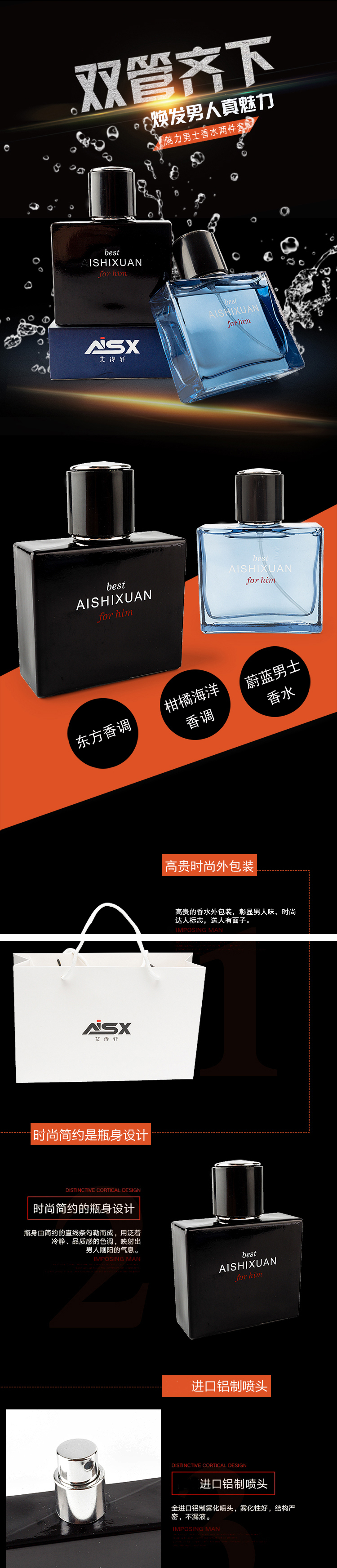 淘宝美工糖豆黑色炫酷风男士香水详情页作品
