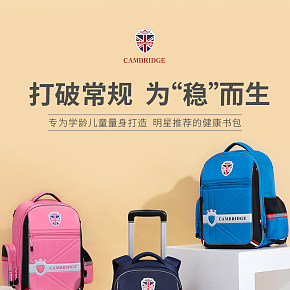 简约韩系小学生拉杆书包详情页