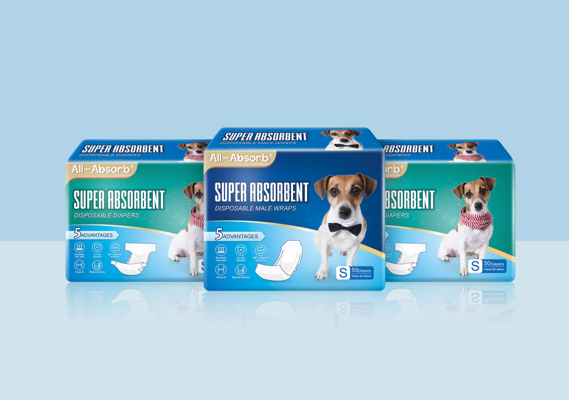 淘宝美工听路人All-absorb宠物纸尿裤包装设计作品