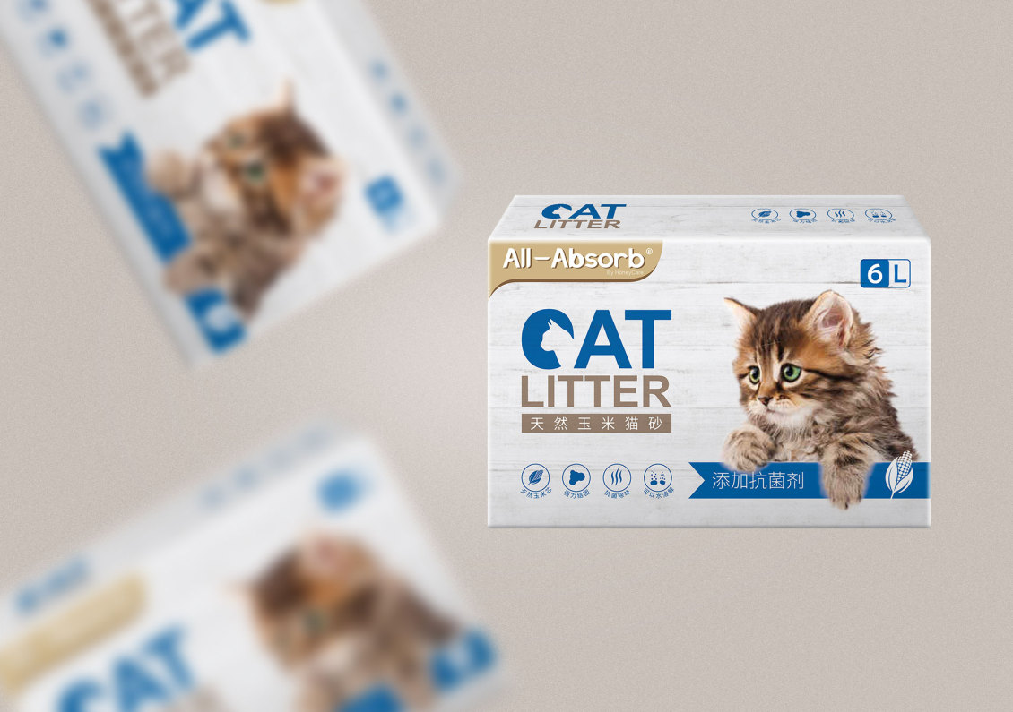 淘宝美工听路人All-absorb宠物猫砂包装设计作品
