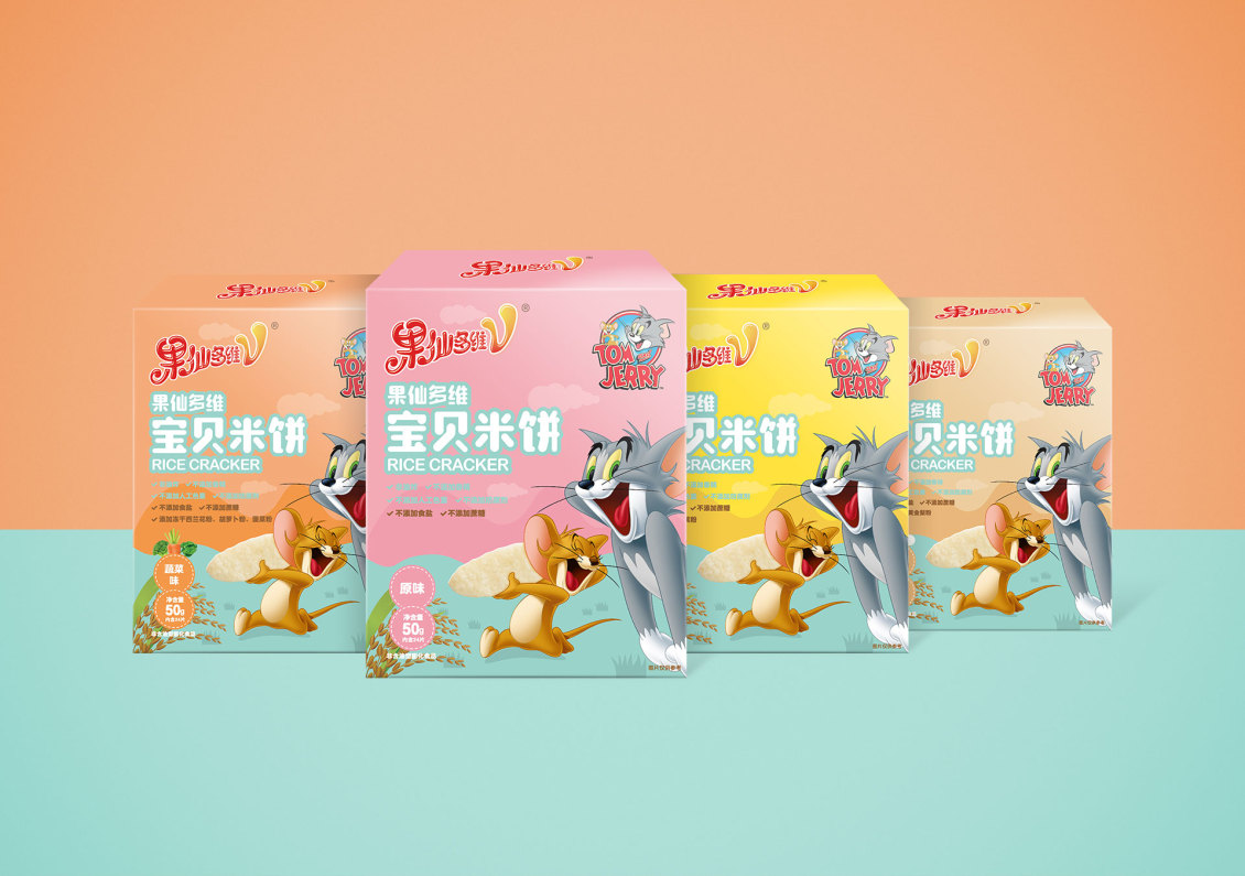 淘寶美工聽路人果仙多維米餅兒童食品包裝設(shè)計(jì)作品