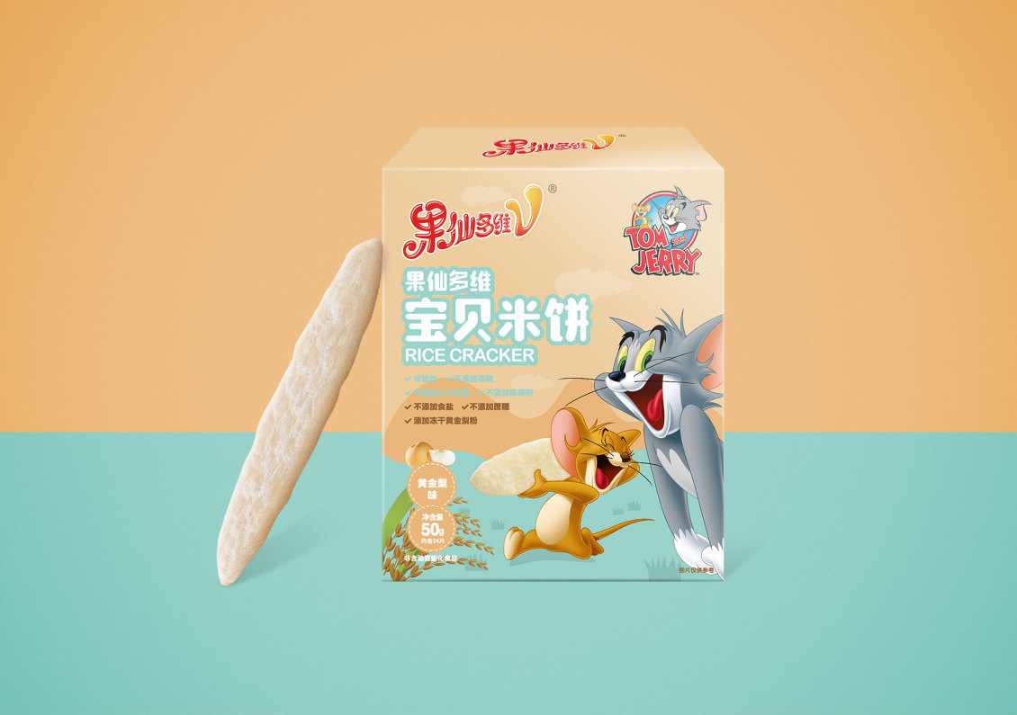 淘寶美工聽路人果仙多維米餅兒童食品包裝設(shè)計(jì)作品
