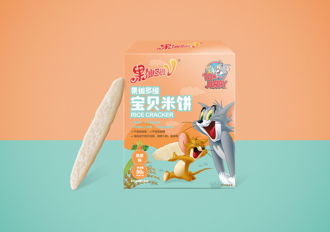 淘寶美工聽路人果仙多維米餅兒童食品包裝設(shè)計(jì)作品