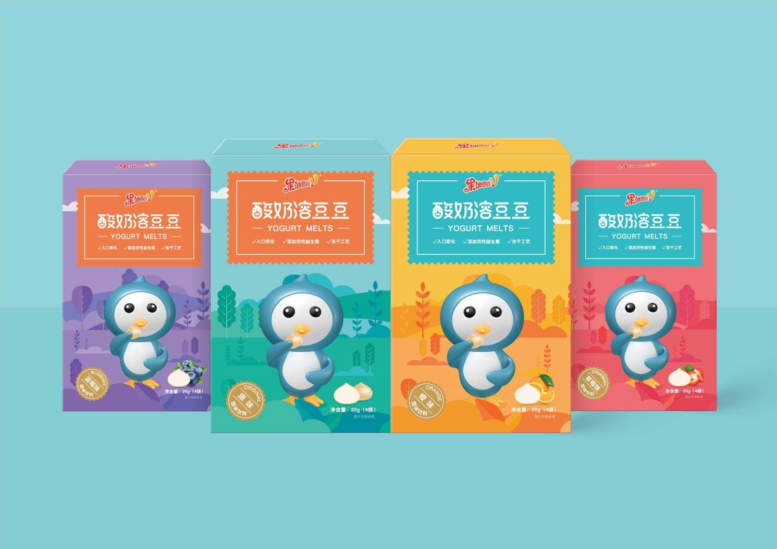 淘寶美工聽路人果仙多維酸奶兒童食品包裝設計作品