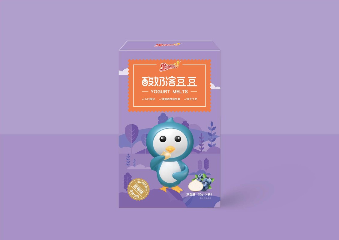 淘寶美工聽路人果仙多維酸奶兒童食品包裝設計作品