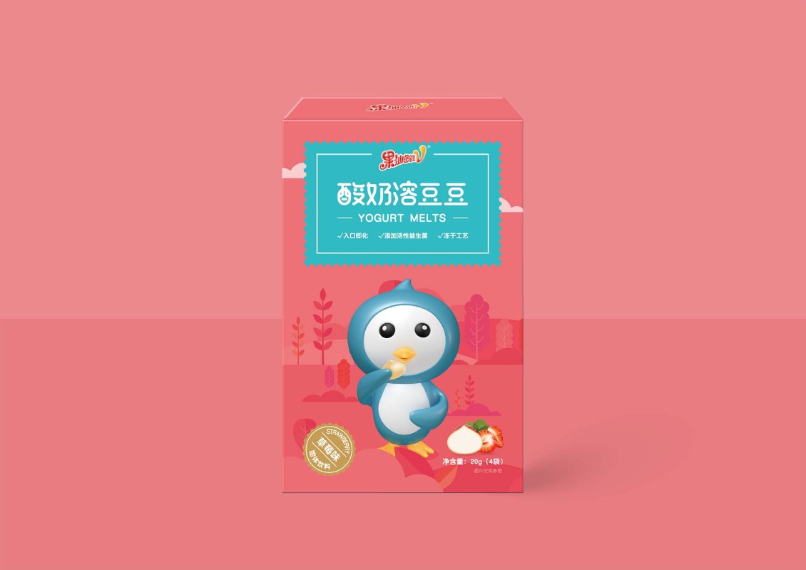 淘寶美工聽路人果仙多維酸奶兒童食品包裝設計作品