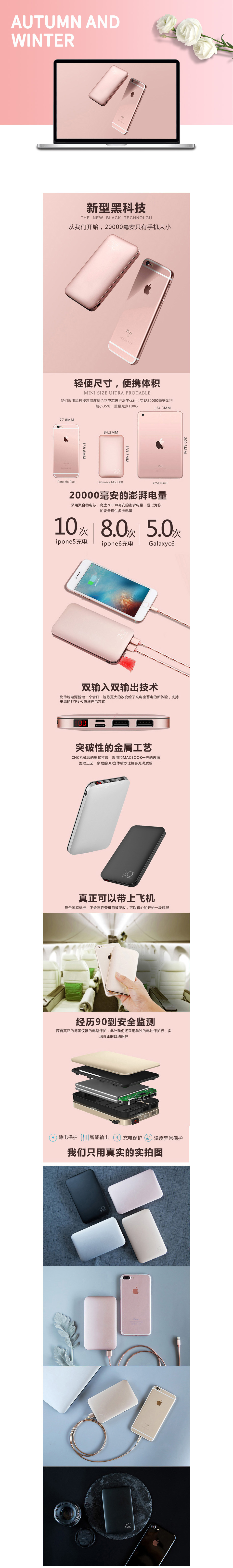 淘寶美工拾柒輕薄便攜小巧型大容量快充閃充移動(dòng)電源充電寶作品