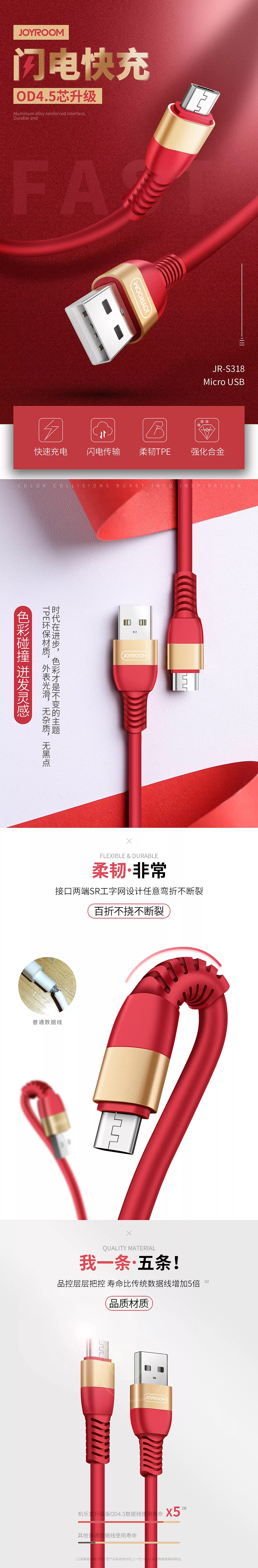 淘宝美工伯乐闪电快充安卓手机充电线详情页作品