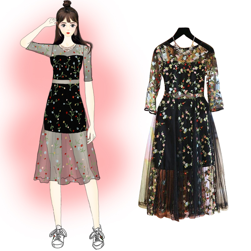 淘宝美工糖果美工手绘，女装，海报，详情，首页，女裙，手绘服装，卡通动漫风作品