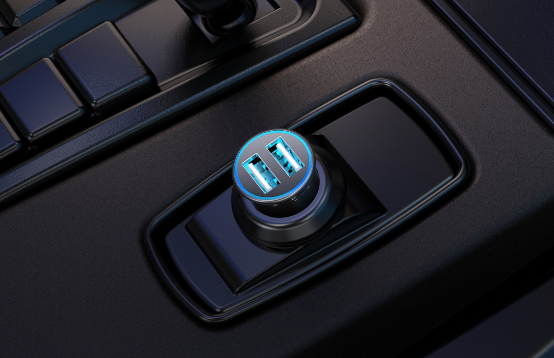 淘宝美工黎安亚马逊车载充电器手机车充建模渲染主图海报详情作品