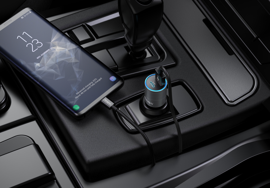 淘宝美工黎安亚马逊车载充电器手机车充建模渲染主图海报详情作品