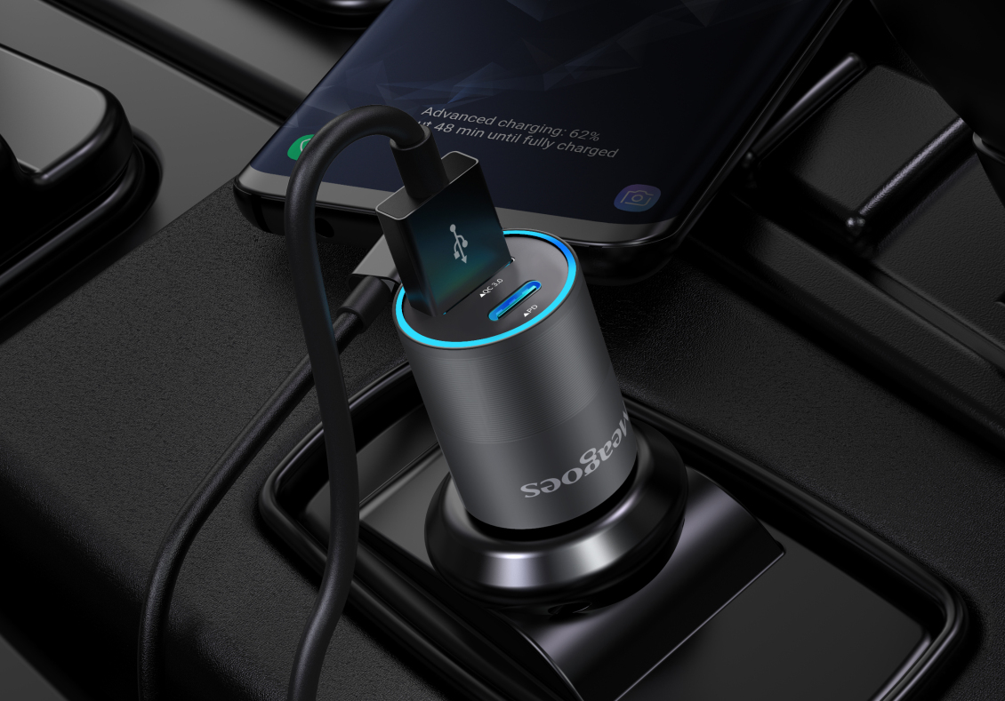 淘宝美工黎安亚马逊车载充电器手机车充建模渲染主图海报详情作品