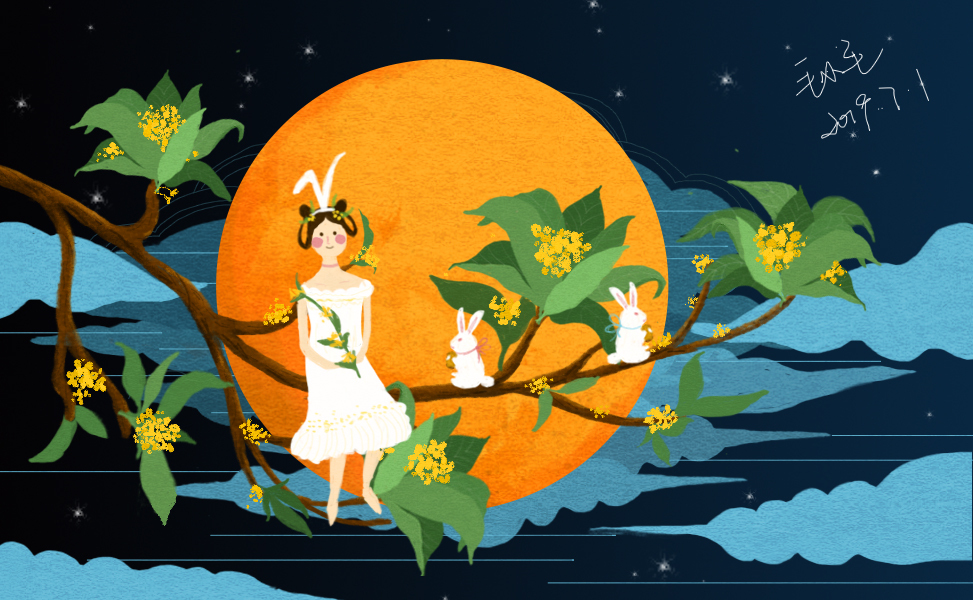 淘宝美工毛小毛中秋节插画练习作品
