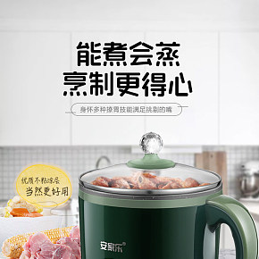 厨房电器 时尚简约 迷你家用插电电动煮面电锅  详情页设计