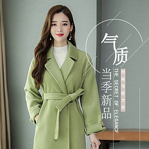 2019秋冬新款風(fēng)衣呢大衣女裝詳情頁簡約大氣韓版休閑顯瘦