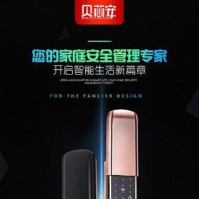 质感炫酷  门锁  智能家电  大门  智能锁详情页