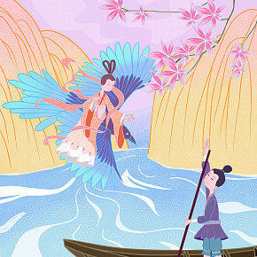 七夕情人節(jié)插畫海報手繪