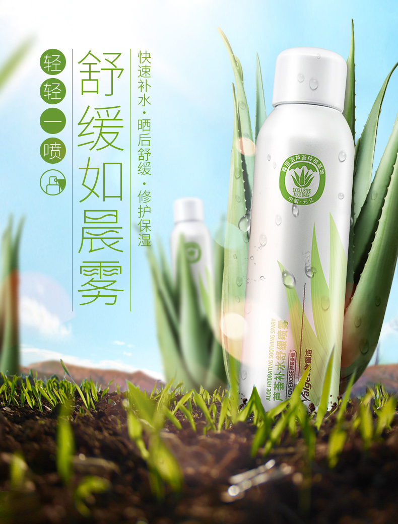 淘宝美工姜鱼小丸紫雅丽洁芦荟补水舒缓喷雾主图设计作品