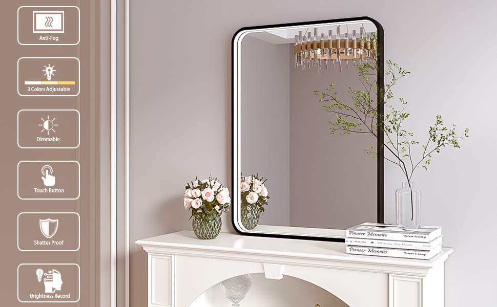 淘宝美工xiao小羊LED高清浴室镜内测发光金属黑框镜作品