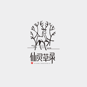 仙灵草录中医药草馆logo设计