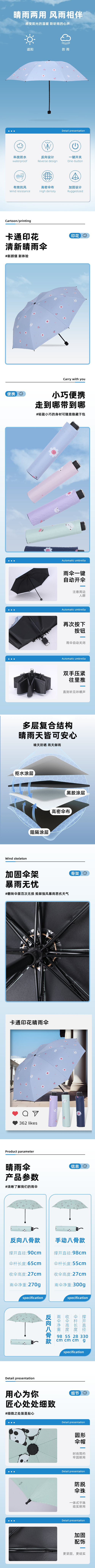 淘宝美工y203523三色雨伞详情作品