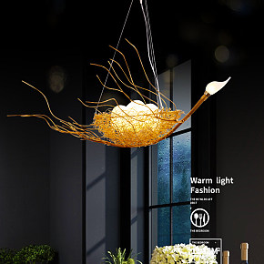 餐厅吊灯现代简约鸟巢客厅灯创意三头个性吧台卧室灯温馨北欧灯具