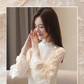 韩都女装服饰馆新款欧货很仙的上衣洋气冬时尚蕾丝小衫